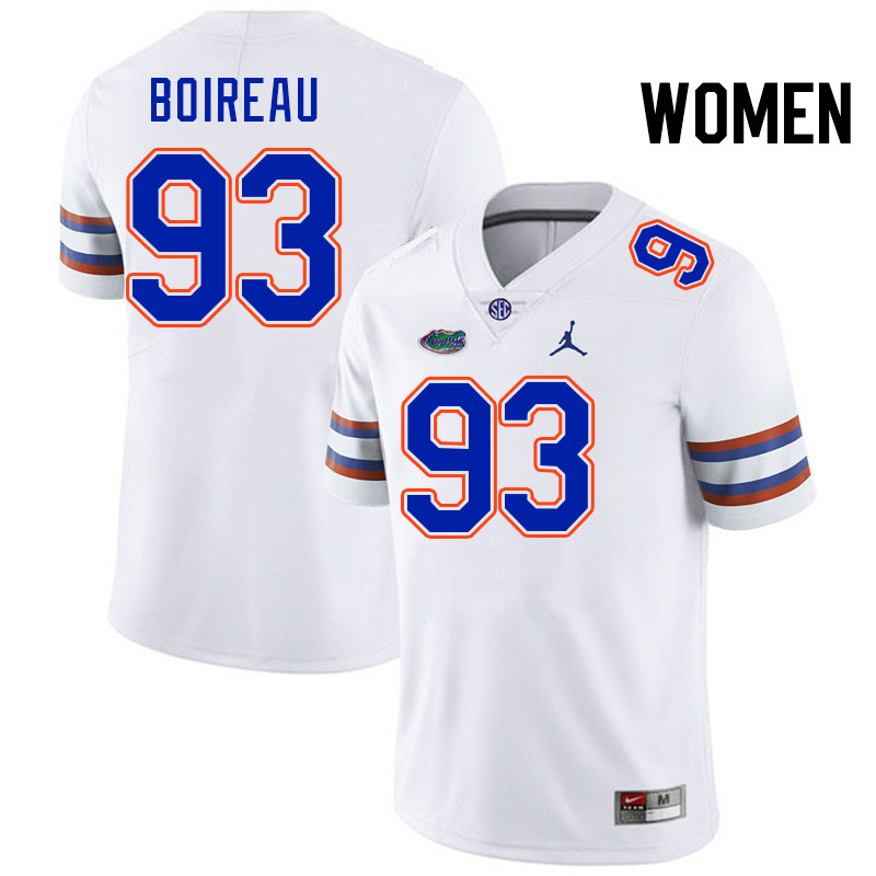 Women #93 Michai Boireau Florida Gators College Football Jerseys Stitched-White